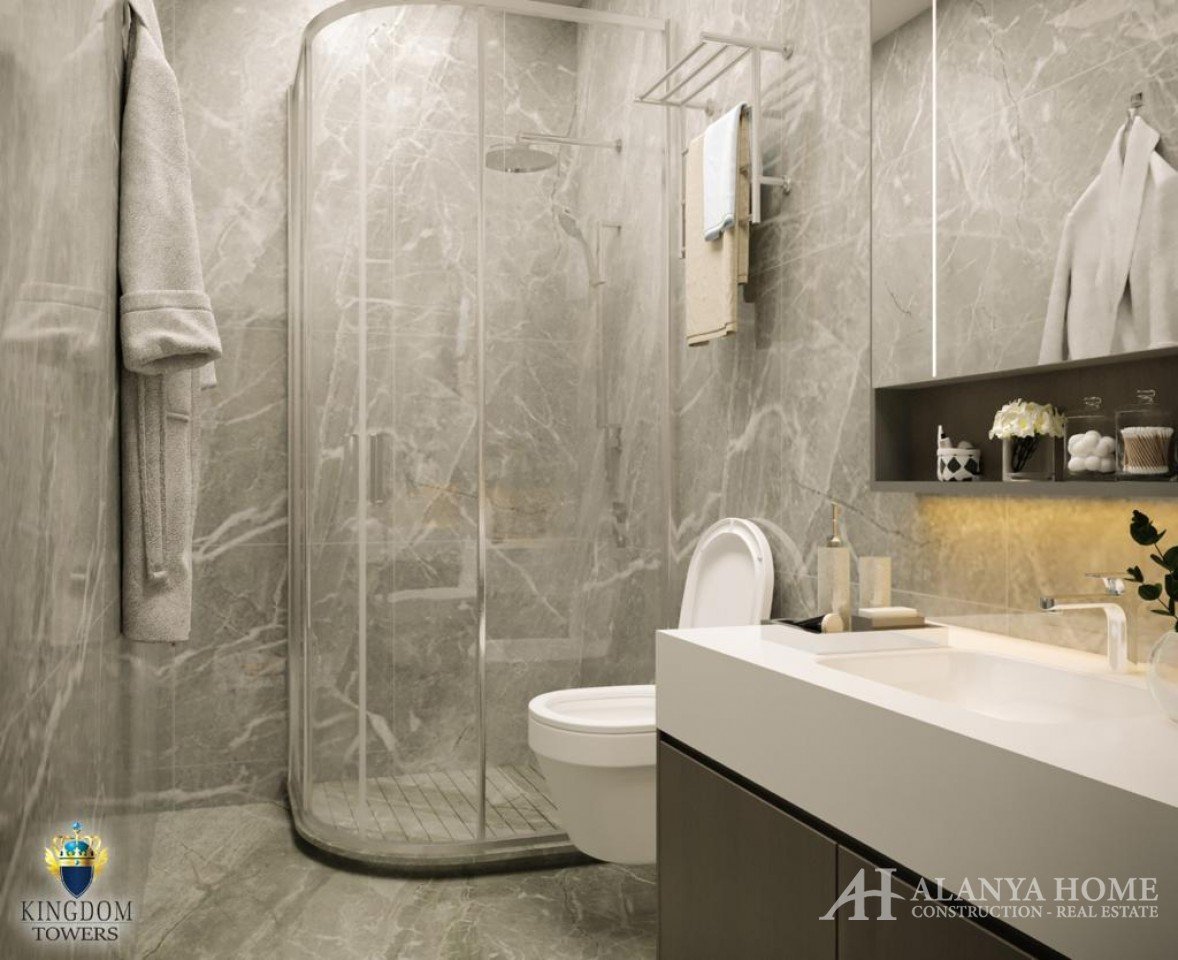 Фото покупка продажа недорогая двухкомнатная квартира 1+1 c большой ванной комнаты туалета Алания Хо